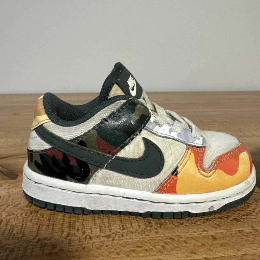 Size 6c - Nike Dunk Low SE TD Sail Multi-Camo DB1902 100 Toddler Baby Infant Kid